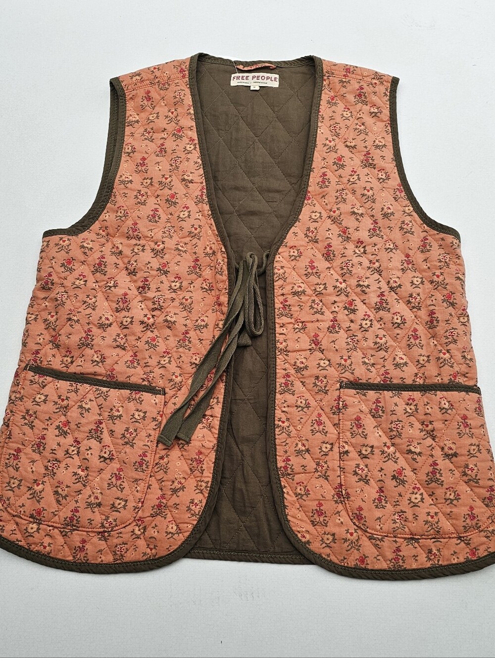 Free People Claudine Quilted Floral Tie Vest
